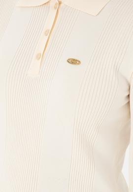 Kadın Krem Polo Yaka Kazak - 50297087006