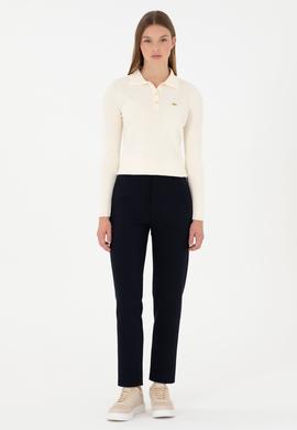 Kadın Krem Polo Yaka Kazak - 50297087006