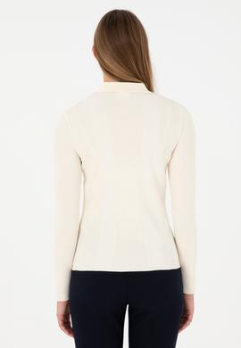Kadın Krem Polo Yaka Kazak - 50297087006