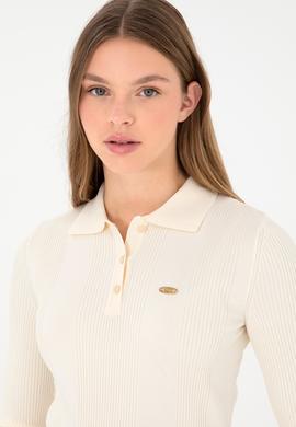 Kadın Krem Polo Yaka Kazak - 50297087006