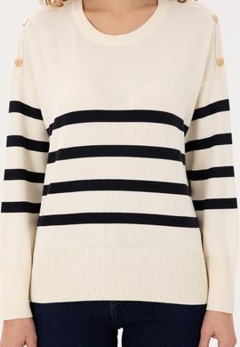 Kadın Krem Bisiklet Yaka Kazak - 50297070012