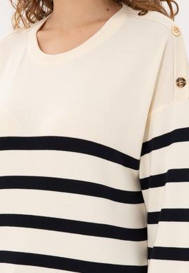 Kadın Krem Bisiklet Yaka Kazak - 50297070012