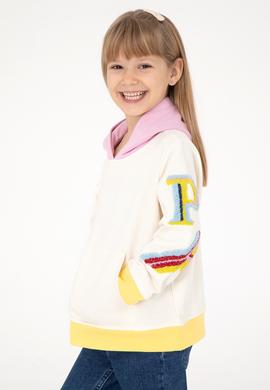 Kız Çocuk Krem Kapüşonlu Sweatshirt - 50298167002