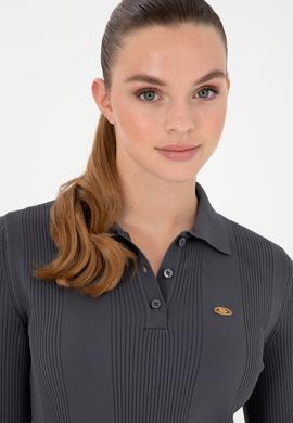 Kadın Antrasit Polo Yaka Kazak - 50297087055