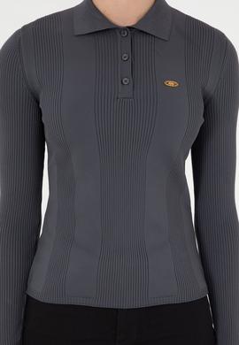 Kadın Antrasit Polo Yaka Kazak - 50297087055