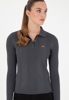 Kadın Antrasit Polo Yaka Kazak - 50297087055