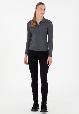 Kadın Antrasit Polo Yaka Kazak - 50297087055
