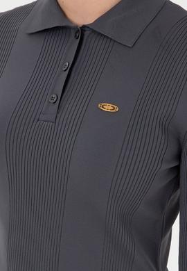 Kadın Antrasit Polo Yaka Kazak - 50297087055