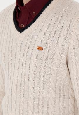 Erkek Regular Fit V Yaka Taş Yaka Detaylı Kazak - 50297083026