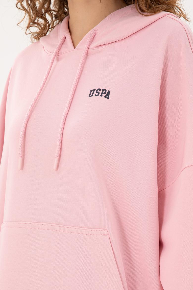 Kadın Pudra Kapüşonlu Basic Sweatshirt - 50297324084