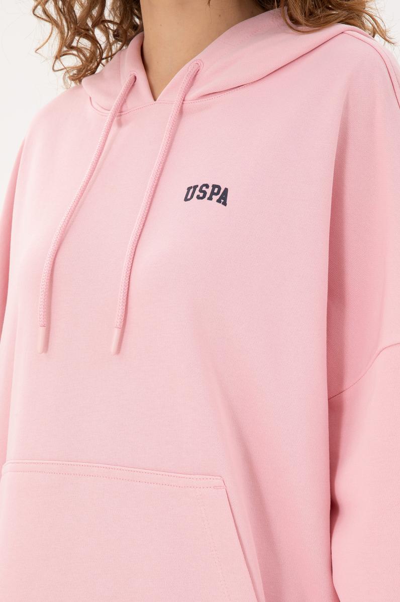 Kadın Pudra Kapüşonlu Basic Sweatshirt