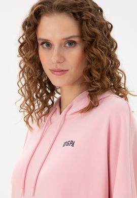 Kadın Pudra Kapüşonlu Basic Sweatshirt - 50297324084