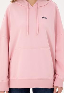 Kadın Pudra Kapüşonlu Basic Sweatshirt - 50297324084