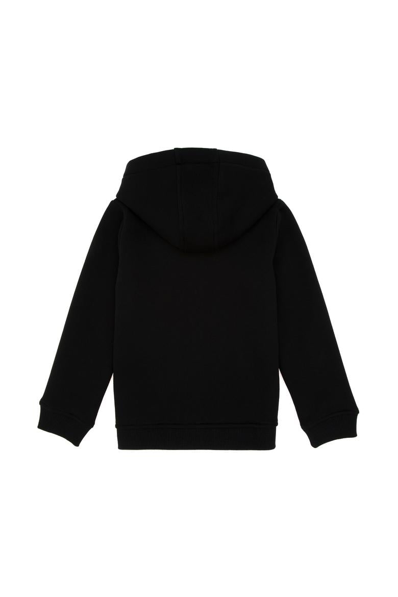 Erkek Çocuk Fermuarlı Siyah Şardonlu Kapüşonlu Sweatshirt - 50295127005