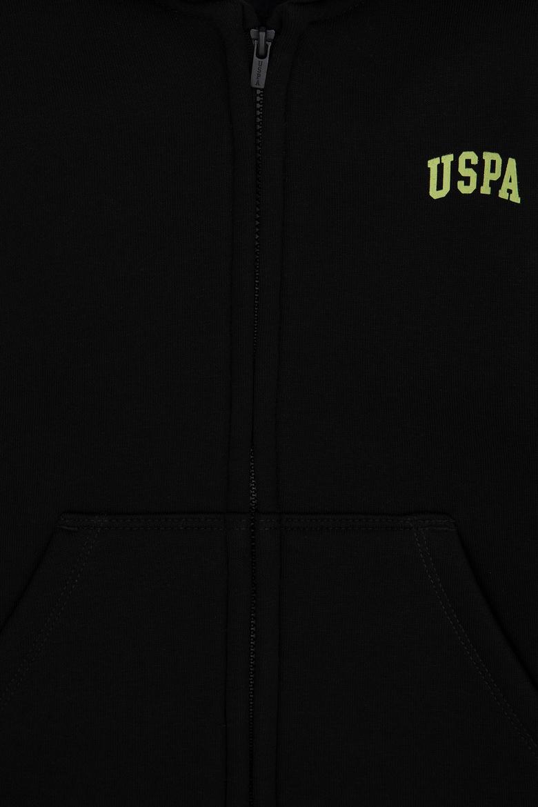 Erkek Çocuk Fermuarlı Siyah Şardonlu Kapüşonlu Sweatshirt - 50295127005