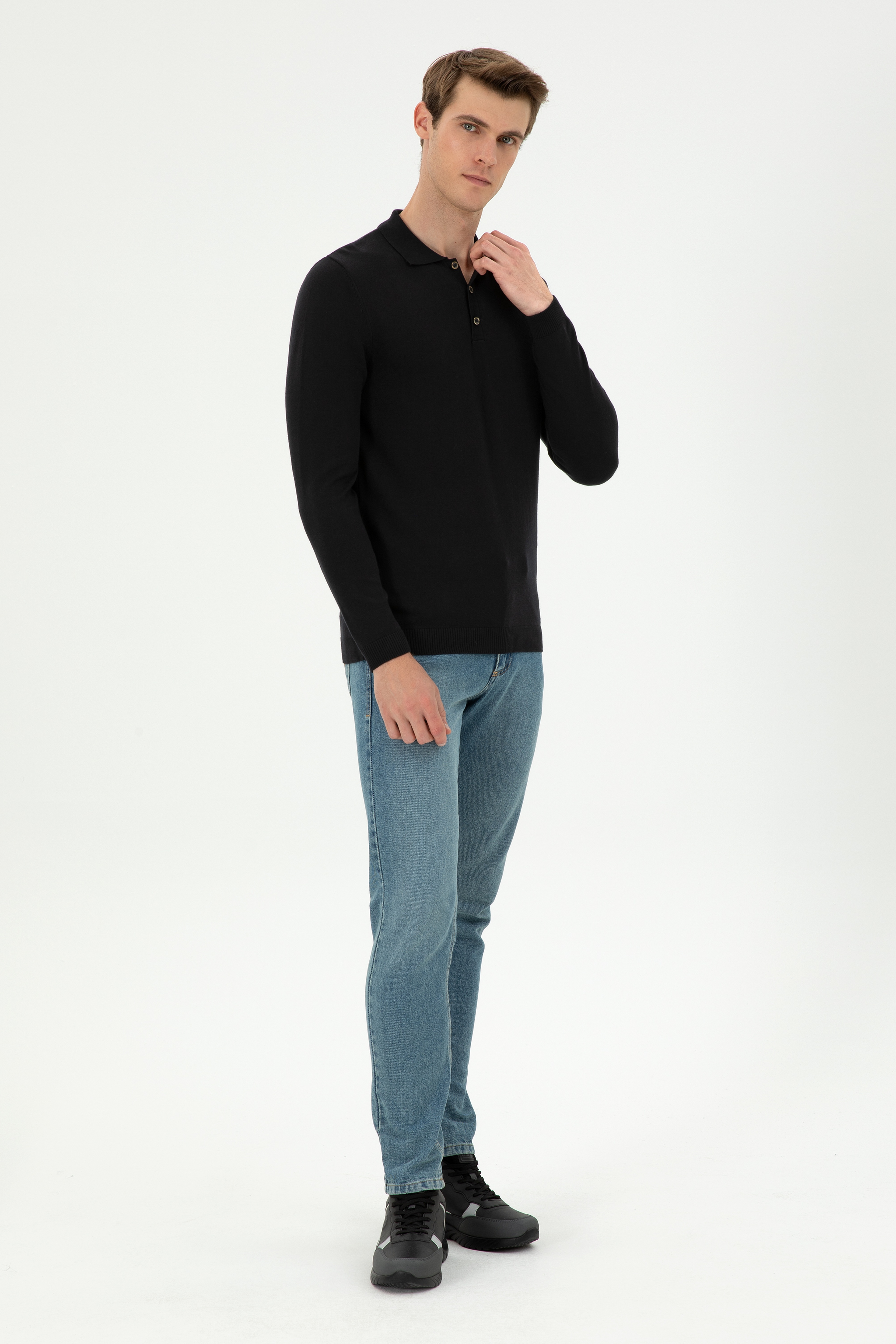 Erkek Siyah Basic Kazak - Image 4