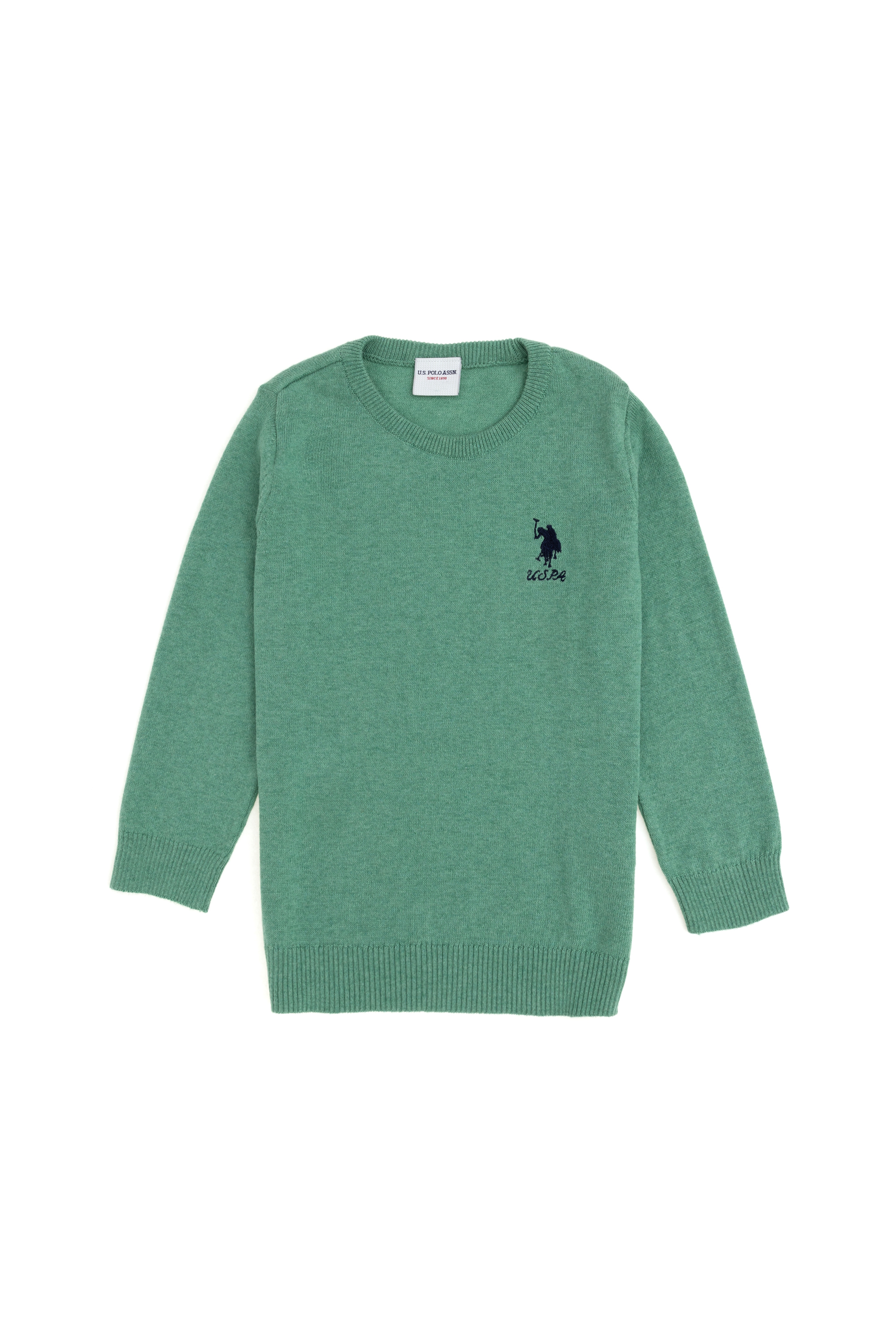 Kız Çocuk Mint Bisiklet Yaka Basic Kazak - Image 1