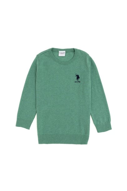 Kız Çocuk Mint Bisiklet Yaka Basic Kazak