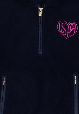 Kız Çocuk Lacivert Yarım Fermuarlı Polar Sweatshirt - 50296287009