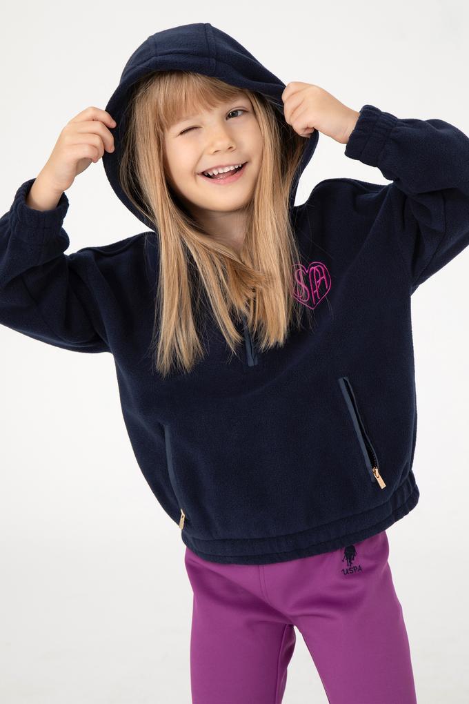 Kız Çocuk Lacivert Yarım Fermuarlı Polar Sweatshirt
