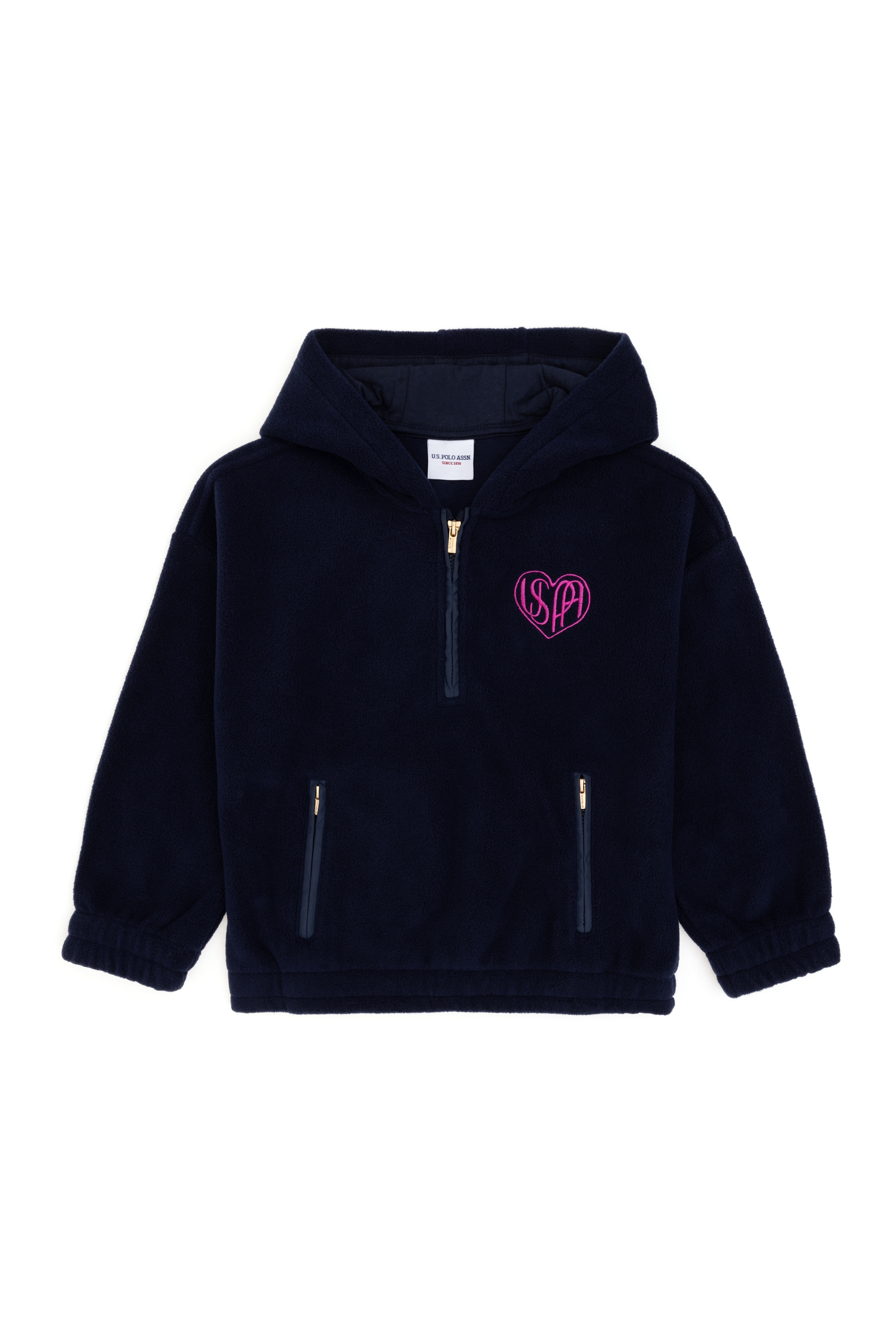 Kız Çocuk Lacivert Yarım Fermuarlı Polar Sweatshirt - Image 3