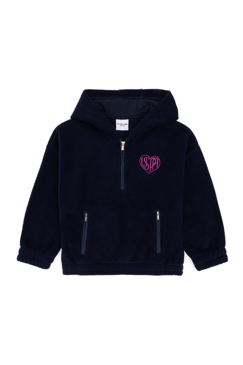 Kız Çocuk Lacivert Yarım Fermuarlı Polar Sweatshirt - 50296287009