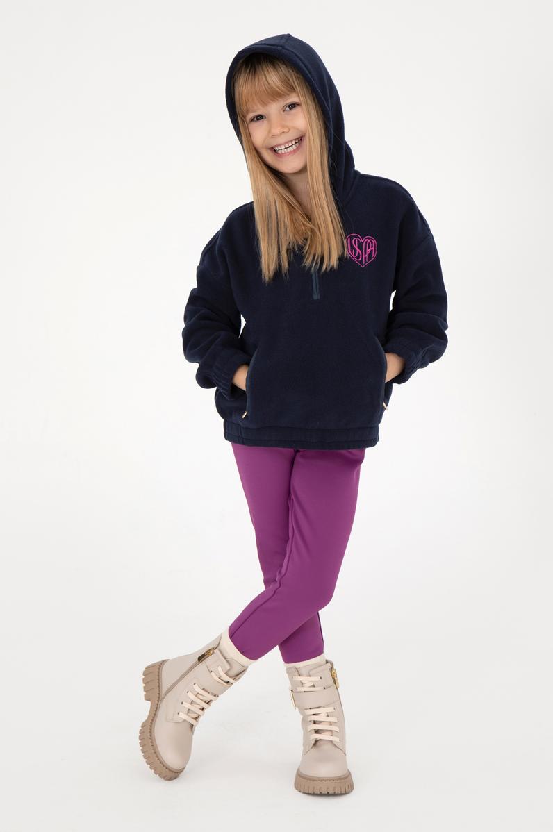 Kız Çocuk Lacivert Yarım Fermuarlı Polar Sweatshirt