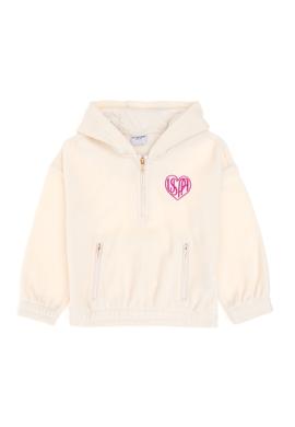 Kız Çocuk Krem Yarım Fermuarlı Polar Sweatshirt - 50296287014