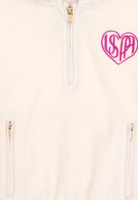 Kız Çocuk Krem Yarım Fermuarlı Polar Sweatshirt - 50296287014