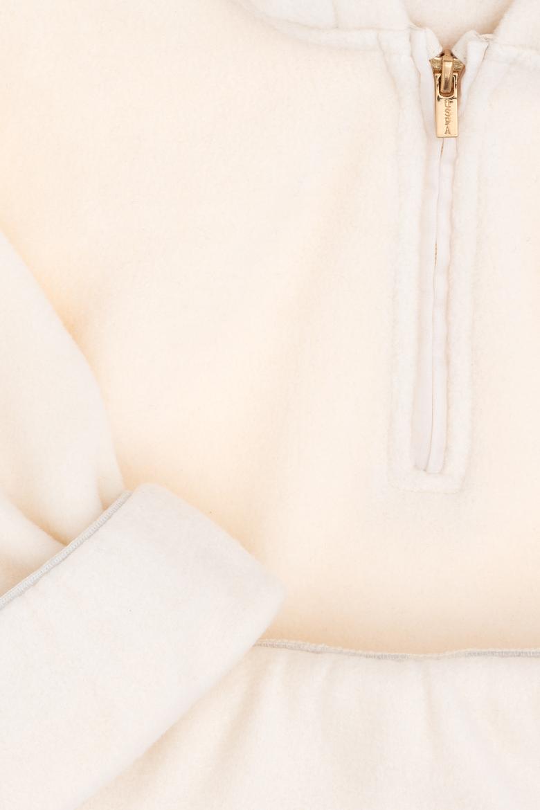 Kız Çocuk Krem Yarım Fermuarlı Polar Sweatshirt - 50296287014