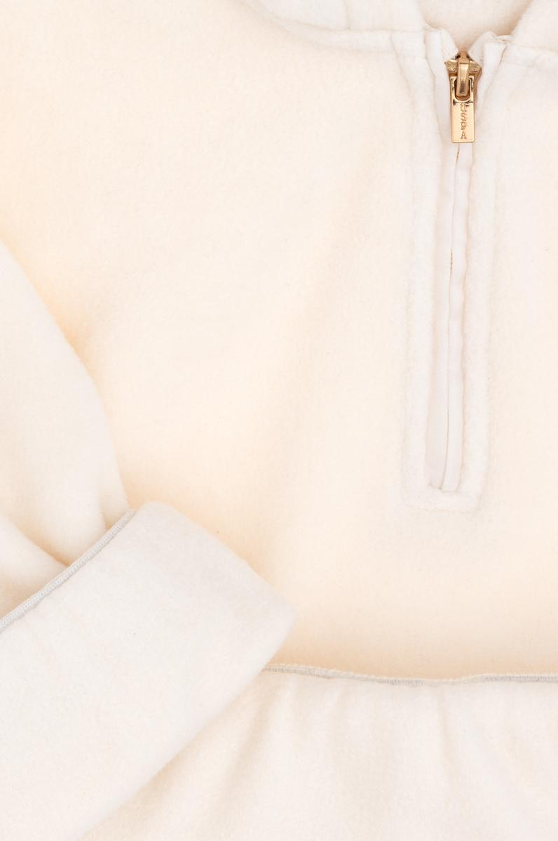 Kız Çocuk Krem Yarım Fermuarlı Polar Sweatshirt