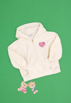 Kız Çocuk Krem Yarım Fermuarlı Polar Sweatshirt - 50296287014