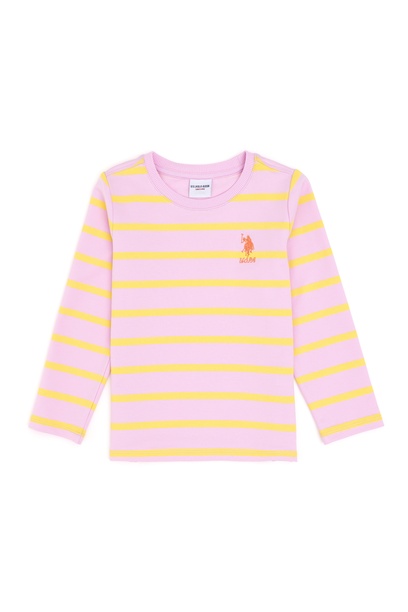 Kız Çocuk Pembe Bisiklet Yaka Sweatshirt
