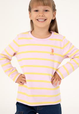 Kız Çocuk Pembe Bisiklet Yaka Sweatshirt - 50296376028