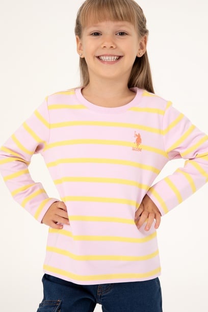 Kız Çocuk Pembe Bisiklet Yaka Sweatshirt
