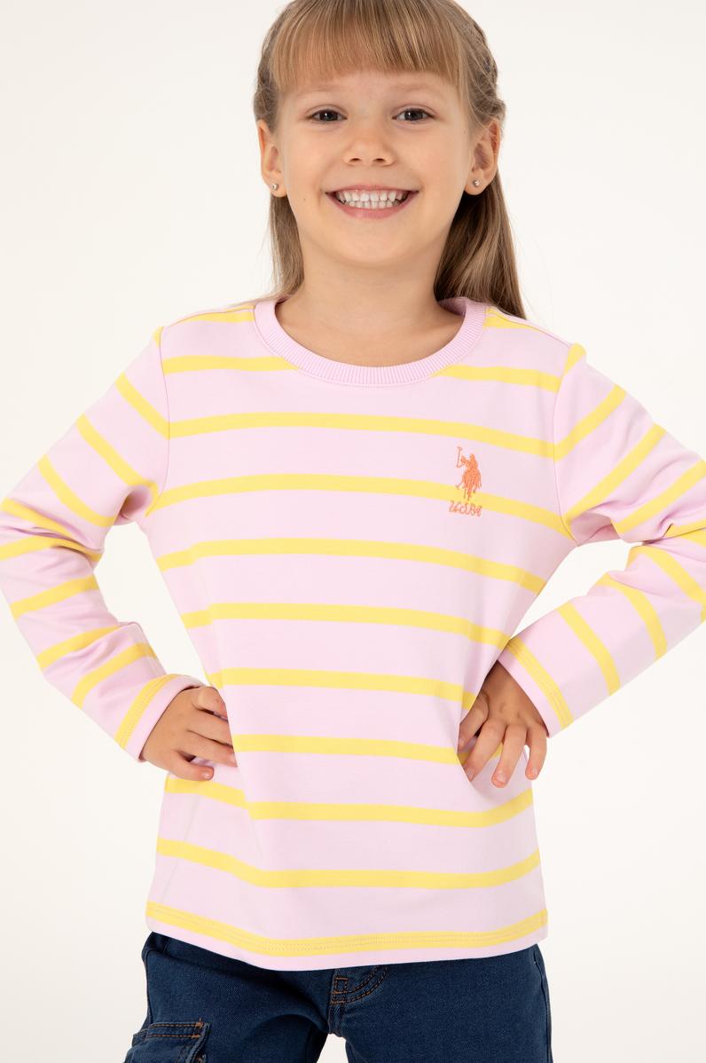 Kız Çocuk Pembe Bisiklet Yaka Sweatshirt