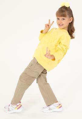 Kız Çocuk Sarı Bisiklet Yaka Sweatshirt - 50296378052