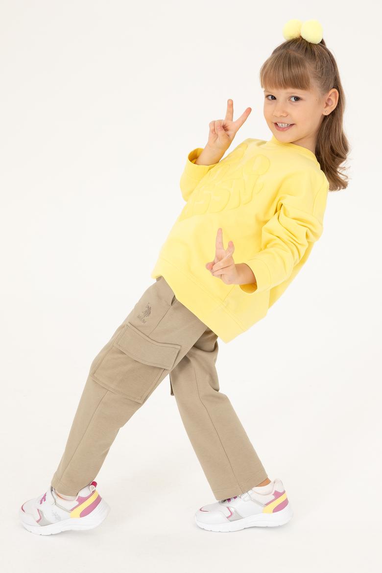 Kız Çocuk Sarı Bisiklet Yaka Sweatshirt