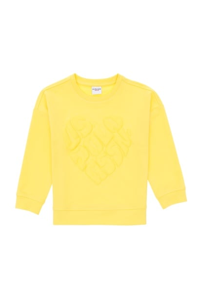 Kız Çocuk Sarı Bisiklet Yaka Sweatshirt