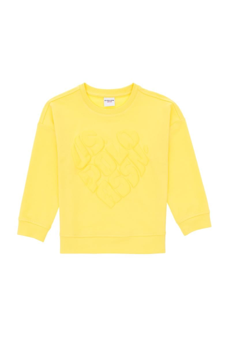 Kız Çocuk Sarı Bisiklet Yaka Sweatshirt - 50296378052