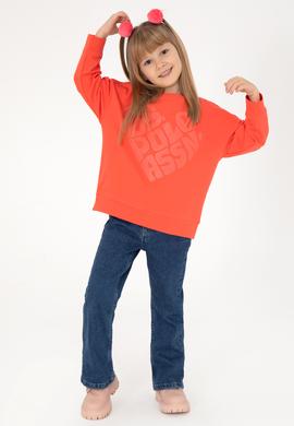 Kız Çocuk Nar Çiçeği Bisiklet Yaka Sweatshirt - 50296378030