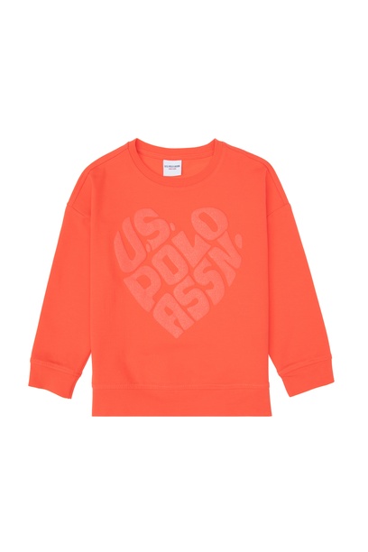 Kız Çocuk Nar Çiçeği Bisiklet Yaka Sweatshirt