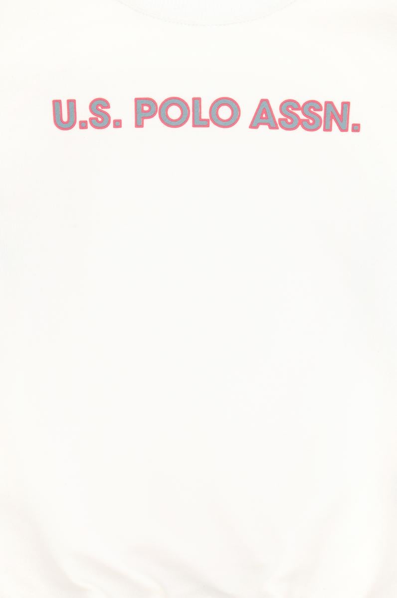 Kız Çocuk Ekru Bisiklet Yaka Şardonlu Sweatshirt