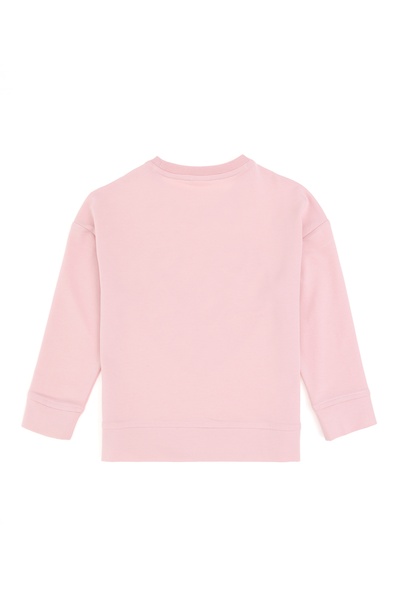 Kız Çocuk Pembe Bisiklet Yaka Sweatshirt