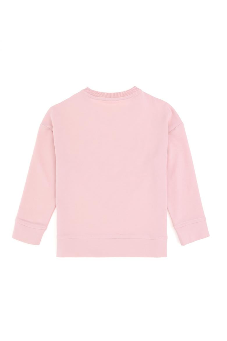 Kız Çocuk Pembe Bisiklet Yaka Sweatshirt - 50296378041