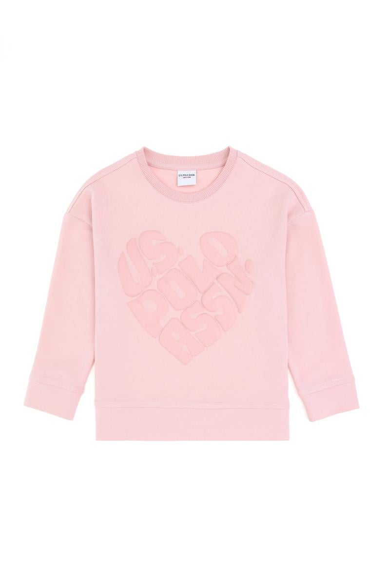 Kız Çocuk Pembe Bisiklet Yaka Sweatshirt