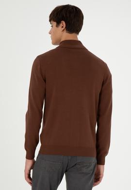 Erkek Kahverengi Basic Triko Hırka - 50298268042