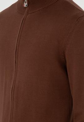 Erkek Kahverengi Basic Triko Hırka - 50298268042