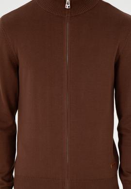 Erkek Kahverengi Basic Triko Hırka - 50298268042