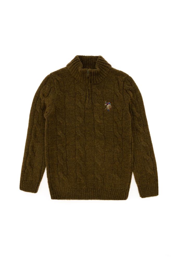 Erkek Çocuk Yarım Fermuarlı Haki Kazak